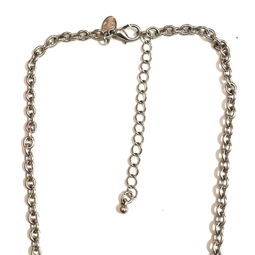 CHARMING CHARLIE ACRYLIC/RHINESTONE SILVER-TONE COLLAR BIB LOT (2) 20" NECKLACES - Picture 5 of 11